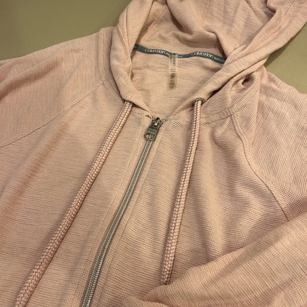 Calvin Klein Performance Pink ZipUp Hoodie Small Athletic Lightweight Athleisure - Picture 3 of 6